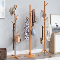 Coat rack floor-to-ceiling bedroom simple hanging clothes rack Household net red storage hanging bag solid wood shelf saves space