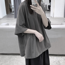 Irregular short sleeve T-shirt male and female with the same summer open fork design sensation 50% sleeves blouses salt family lovers of the same