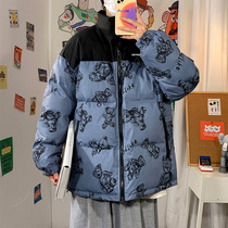 American high street full of bear bread cotton clothes men winter warm color cotton coat teenagers Klein Blue Coat