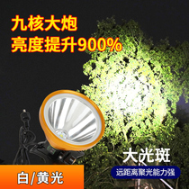 Zhongling 12V quad-core lamp p70 headlight LED head-mounted external battery yellow light p90 super bright night fishing long shot