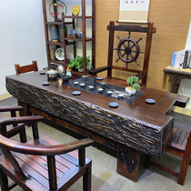Old boat wood tea table and chair combination solid wood Kung Fu Tea Table 1 meter 8 tea table tea set set one office coffee table