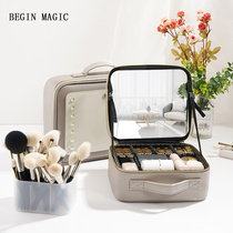 Original magic cosmetic bag with mirror 2021 new super fire female portable large capacity multifunctional storage box waterproof