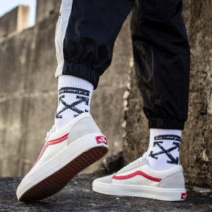 vansеpo万斯堡红白权志龙同款高帮官方旗舰店官网经典款男鞋正品