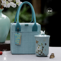 2021 high grade ceramic cans tea packaging box empty gift box Green Tea giant Buddha Longjing universal packaging Butterfly Love flower empty box