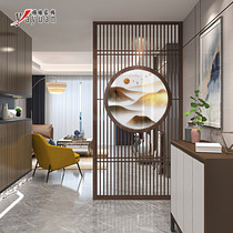 Screen partition New Chinese living room Solid wood entrance entrance Small apartment door occlusion wooden hollow grid customization