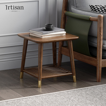 Jianjiang square coffee table light luxury living room combination walnut color small square table furniture ash all solid wood Nordic side table