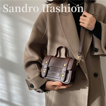Sandro Ifashion vintage Women bag 2021 new versatile crossbody Cambridge bag soft leather portable small square bag