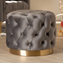Modern light luxury velvet round bedroom dressing stool clothing store cloakroom stool porch door changing shoe stool metal pedal