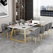 Rock Plate Desk Chair Modern Minimalist Conference Table Long Table Light Luxury guests in talks Table iron art desk worktop