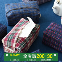 Cotton old coarse cloth paper towel bag cloth art car living room bedroom household paper towel pumping paper box Nordic creative paper towel set