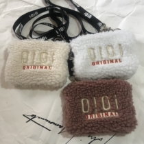 Five Cats Exclusive Customize Oioi Autumn Winter Embroidery Cute Lamb Suede Lamb Wool Zero Wallet Hang Bag