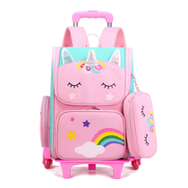 Pull Rod Schoolgirl Child Girl Girl Girl Princess Girl Waterproof Pull Rod Back Dual-use Repable Stairs Boy