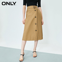 Only2020 summer new A-line high waist mid length pleated skirt for women 120116533