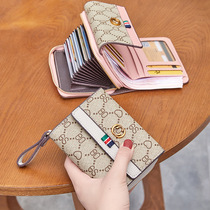 Card bag wallet female short 2021 new folding niche design three fold large capacity card position small coin wallet explosive