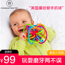 The new American Manhattan Baby Hand Roll Baby Roll Bell Non Silicone Toys can bite the gel