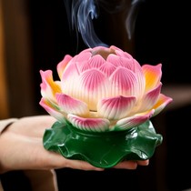 Lotus incense burner household indoor agarwood incense incense burner ceramic sandalwood stove Tower incense stove incense burner creative ornaments