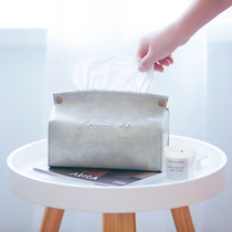 Original net red Nordic leather tissue bag paper box Car paper towel set Living room household bedside paper towel storage box