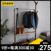 Solid wood coat rack floor bedroom simple modern simple home floor hanging hanger room clothes shelf hanging bag