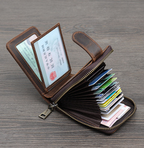 Headlayer Bull Leather Drivers License Card Bag Men Type Multi-Position Leather Zipped Accordion Bag Crazy Mapleather Wallet Line Drivers License Plate