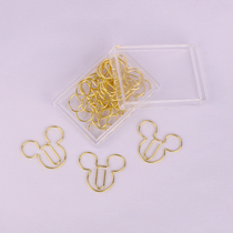 Mickey head gold paper clip cute paper clip creative bookmarks close pin old button small card 10