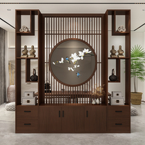 New Chinese log double-sided embroidery screen living room dining room partition entrance partition cabinet household shelf