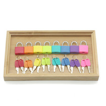 Wooden Montessori teaching aids unlock toys childrens color cognitive shape matching sensory 8-color lock learner