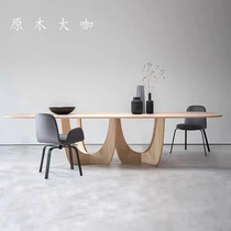 Nordic Modern Extreme Brief Desk Negotiation Table Full Solid Wood Designer Long Table Small Family Home Creative Dining Table