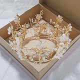 Korean version of the crown children’s headdress birthday gift princess cute round flower crown high-end atmosphere over 10 years old