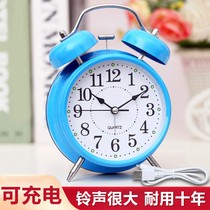 Rechargeable large sound small alarm clock students with silent simple bedside bedroom luminous creative children alarm