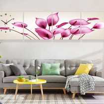 Home Residence Ornament without frame painting hanging bell Living room Atmosphere Four couplets Decorative Painting Sofa Background Wall Rear Wall Mural Clock Rose 