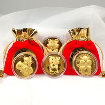 2022 Year of the Tiger fortune gold coin flannel bag red envelope Gold foil coin New Year opener Handy gift Wedding gift