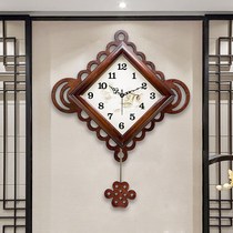Chinese style solid wood swing living room big wall clock creative modern Chinese style silent retro clock quartz clock