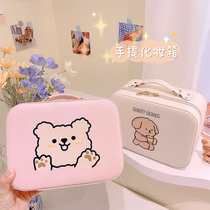  ins wind makeup bag womens portable new travel large capacity cute Japanese Korean bear suitcase makeup box