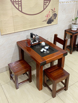 Old boat wood tea table and chair combination Chinese solid wood tea table small tea table balcony tea table tea set
