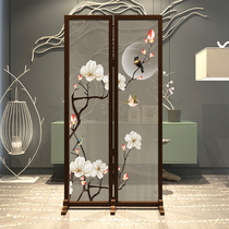 New Chinese style home screen partition wall living room bedroom block home mobile folding fabric porch luxury solid wood