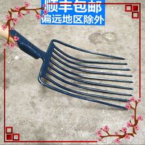Cow dung fork agricultural steel fork nine-strand tools grass forks agricultural tools integrated iron grass all-steel solid manure fork forged large