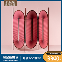 Designer pleated cloth Simple living room partition folding screen screen Entrance folding mobile net red screen