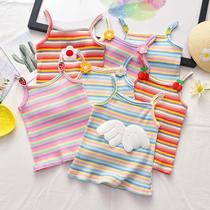 Summer cute baby girl halter top girl knitted vest girl new colored striped top