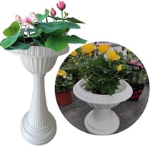 Green Lotus flowerpot European hydroponic soil breeding dual-purpose pot resin flowerpot bowl lotus green planting flower fleshy flower pot