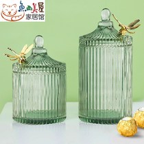 Candy jar cute creative glass jar with stars Nordic crystal glass sugar tank snack light luxury home