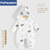 Baby cotton clothes Men and women baby padded one-piece newborn suit thickened padded jacket warm hooded padded winter clothes