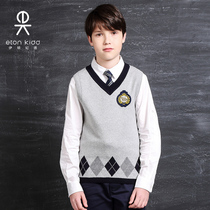 Eaton Ghost British style cotton V-neck boy knitted vest childrens sweater vest