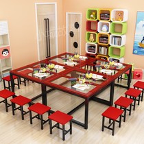 Primary school kindergarten desks and chairs student training table manual painting art tempered glass desktop calligraphy painting table