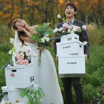 ins wind Korean type wedding dress photo Photography Net Red Prop Swing Piece White Digital Photo Background Small Prop Box