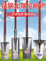 Shovel digging hole digging earth shovel special tree root thickening outdoor manganese steel agricultural shovel tool all steel digging tree shovel