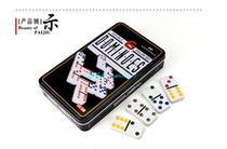 5010 double six white background colored dots without nail double 6 iron box melamine Domino set 28 Domino