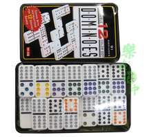 5210 black iron box melamine domino set 91 double color points Dominoes