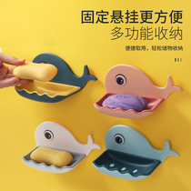 Whale soap box soap box cute non-perforated wall-mounted suction cup toilet rack drain home bathroom