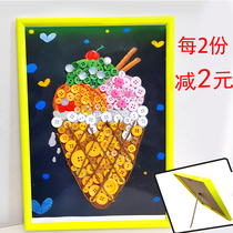 Color button paste painting Children diy handmade material package kindergarten primary school national day button painting