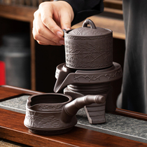 Zhuozhong lazy Stone Mill tea set single rotating water kung fu teapot retro operation automatic tea brewing machine
